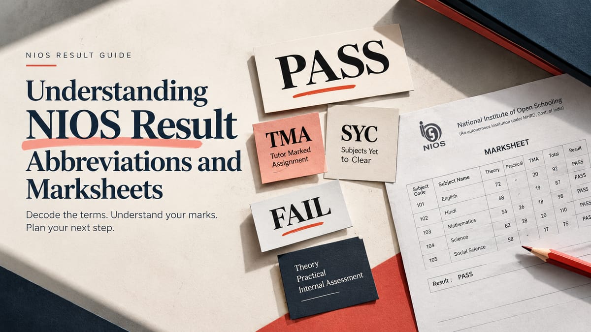 Understanding NIOS Result Abbreviations and Marksheets: A Complete Guide for Students